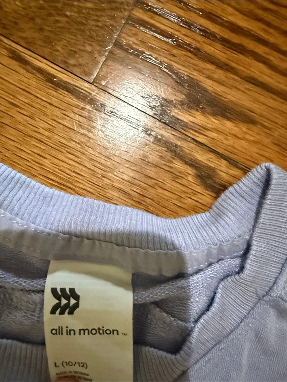 All in motion girls set of 2 tops, sweatshirt & 1 pair of lilac shorts large